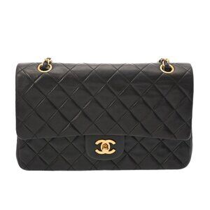 CHANEL Matrasse W flap 9.8" ChainShoulder Black/Noir